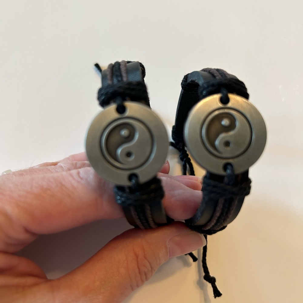 NWOT Yin Yang Black Leather Bracelets